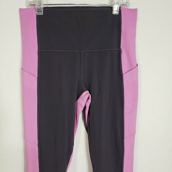 Athleta Womens Leggings Small Yin 7/8 Tight Colorblock Pockets Pink Black Ankle - Picture 6 of 10